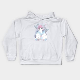 Beauty girl anime color pink and blue Kids Hoodie